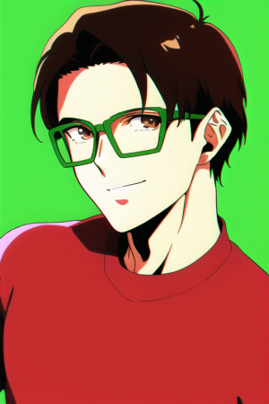 male, 35 years old, dark brown hair, brown eyes, glasses, 1980s anime, happy, si s-1517583892.png