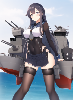 _kantai collection, ha-class destroyer, ship_girl, skin tight, cannon,  s-1445520565.png